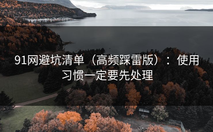 91网避坑清单（高频踩雷版）：使用习惯一定要先处理