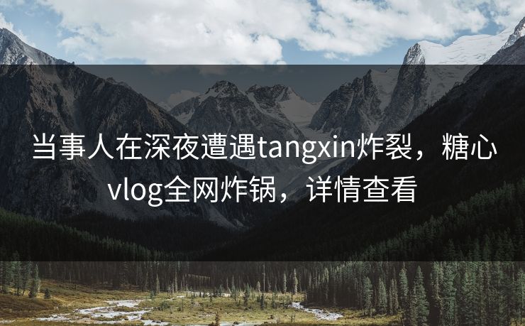当事人在深夜遭遇tangxin炸裂，糖心vlog全网炸锅，详情查看
