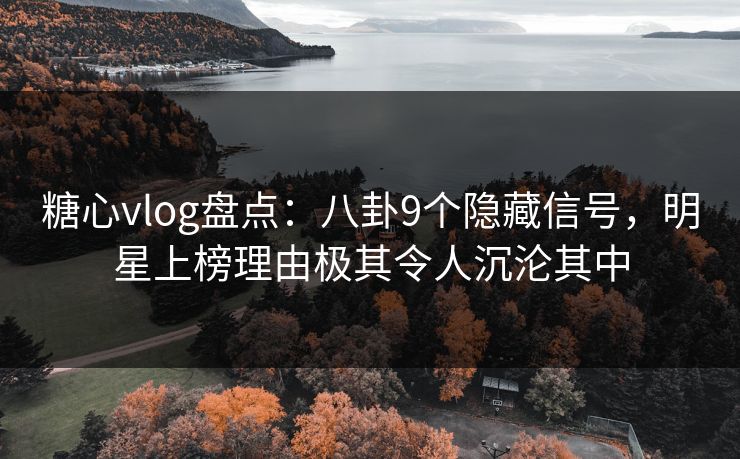糖心vlog盘点:八卦9个隐藏信号,明星上榜理由极其令人沉沦其中 糖心vlog盘点:八卦9个隐藏信号,明星上榜理由极其令人沉沦其中