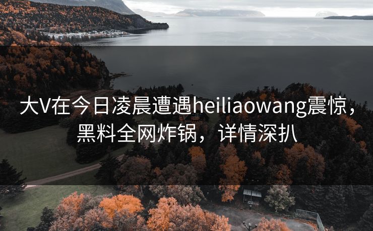 大V在今日凌晨遭遇heiliaowang震惊,黑料全网炸锅,详情深扒 大V在今日凌晨遭遇heiliaowang震惊,黑料全网炸锅,详情深扒