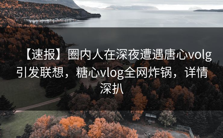 【速报】圈内人在深夜遭遇唐心volg引发联想，糖心vlog全网炸锅，详情深扒