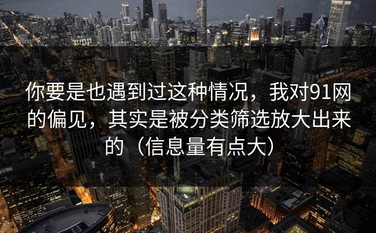 你要是也遇到过这种情况，我对91网的偏见，其实是被分类筛选放大出来的（信息量有点大）