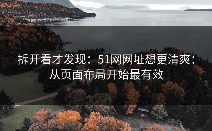 拆开看才发现：51网网址想更清爽：从页面布局开始最有效