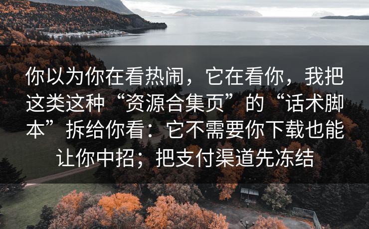 你以为你在看热闹，它在看你，我把这类这种“资源合集页”的“话术脚本”拆给你看：它不需要你下载也能让你中招；把支付渠道先冻结